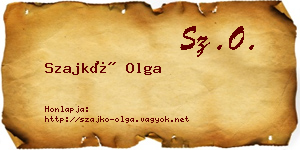 Szajkó Olga névjegykártya